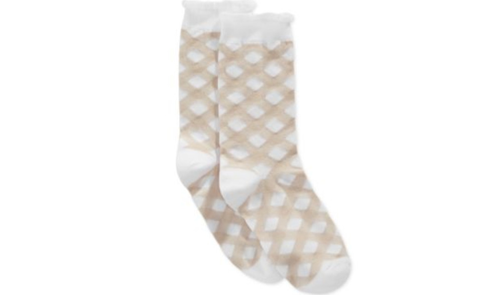 Hue Women Femme Top Crew Socks 3-Pair Beige One Size